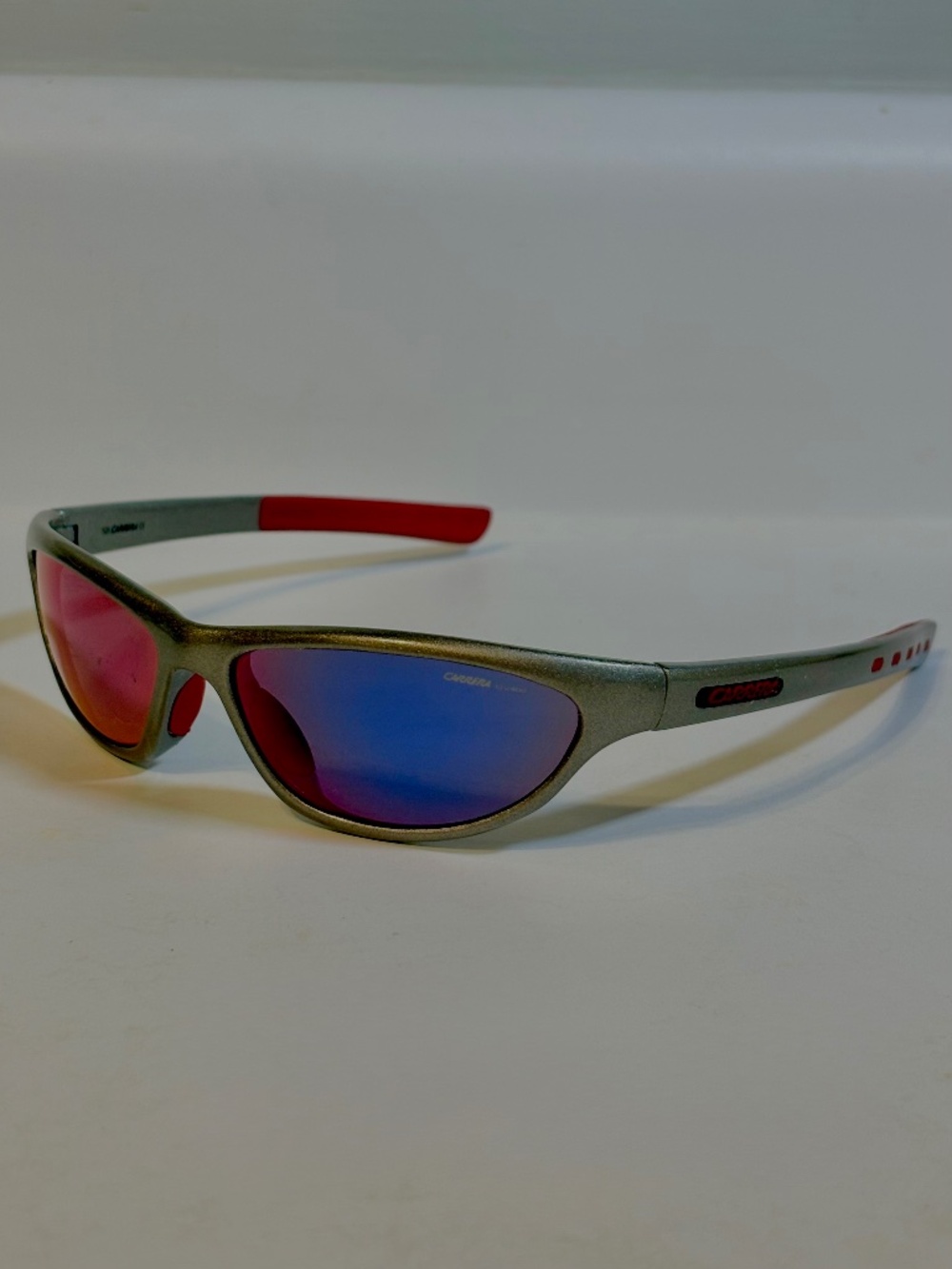 Vintage Carrera Arrow Y2K Silver Sport Wrap Around Sunglasses Retro Streetwear